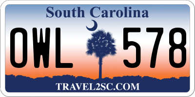 SC license plate OWL578