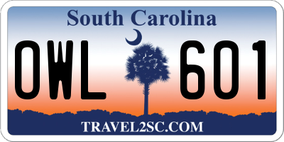 SC license plate OWL601