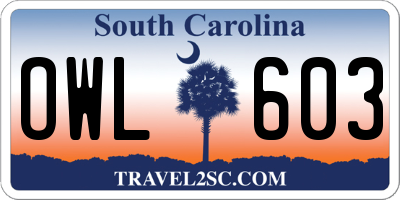 SC license plate OWL603