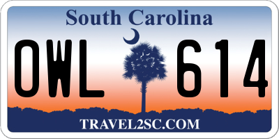 SC license plate OWL614