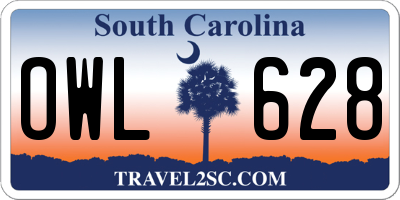 SC license plate OWL628