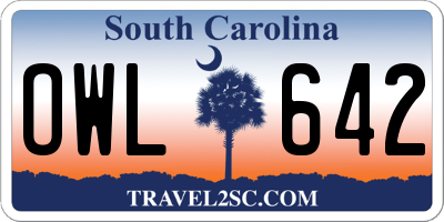 SC license plate OWL642