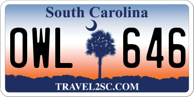 SC license plate OWL646