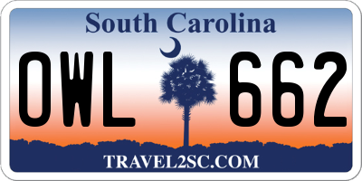 SC license plate OWL662