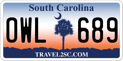 SC license plate OWL689