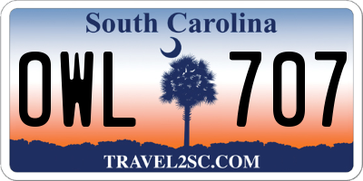 SC license plate OWL707