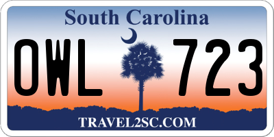 SC license plate OWL723