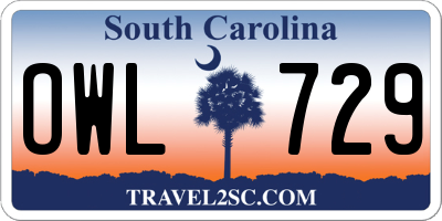 SC license plate OWL729
