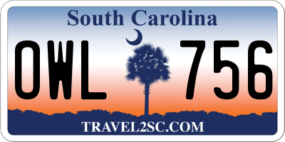 SC license plate OWL756