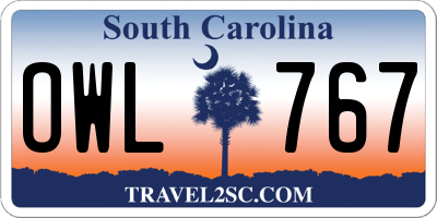 SC license plate OWL767