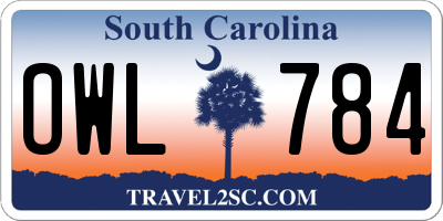SC license plate OWL784