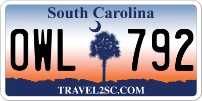 SC license plate OWL792