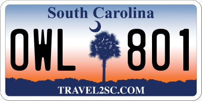 SC license plate OWL801