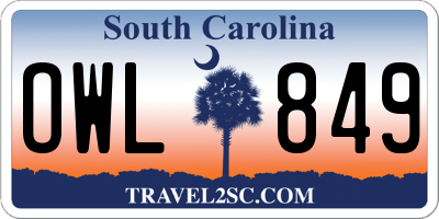 SC license plate OWL849