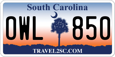 SC license plate OWL850