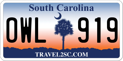 SC license plate OWL919