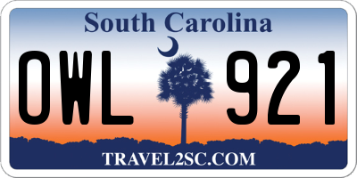 SC license plate OWL921