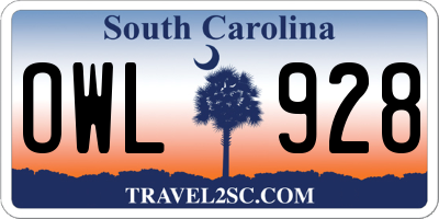 SC license plate OWL928