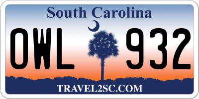 SC license plate OWL932