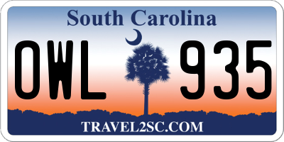 SC license plate OWL935