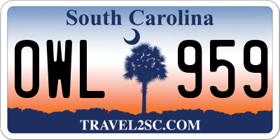 SC license plate OWL959