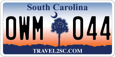 SC license plate OWM044