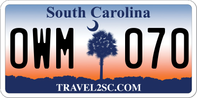 SC license plate OWM070