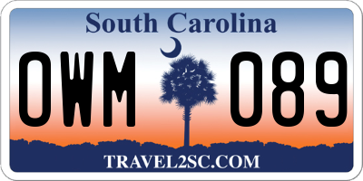 SC license plate OWM089