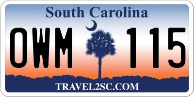 SC license plate OWM115