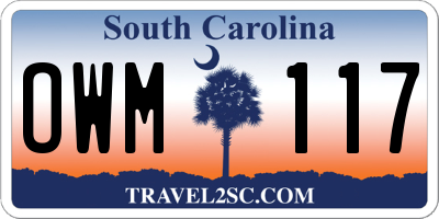 SC license plate OWM117