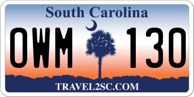 SC license plate OWM130