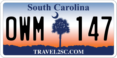 SC license plate OWM147