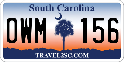 SC license plate OWM156