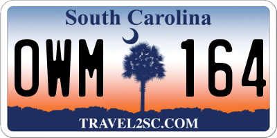SC license plate OWM164