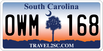SC license plate OWM168