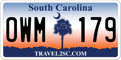 SC license plate OWM179