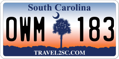 SC license plate OWM183