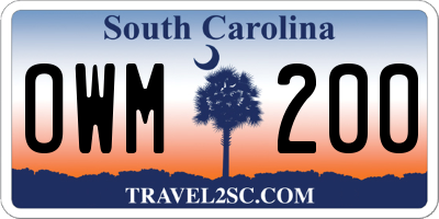 SC license plate OWM200
