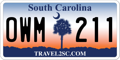 SC license plate OWM211