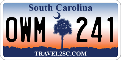 SC license plate OWM241