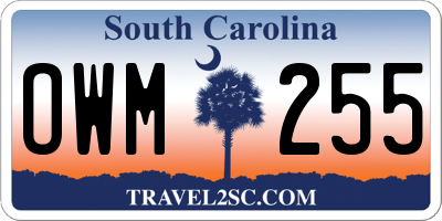 SC license plate OWM255