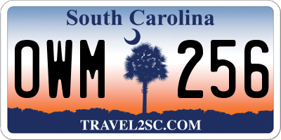 SC license plate OWM256