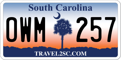 SC license plate OWM257