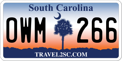 SC license plate OWM266