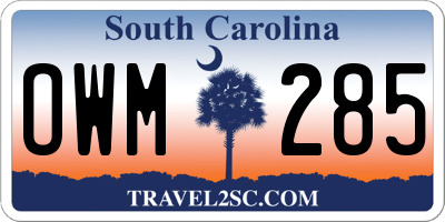 SC license plate OWM285