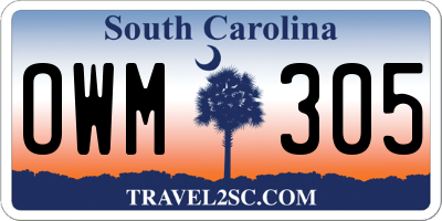 SC license plate OWM305