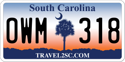 SC license plate OWM318