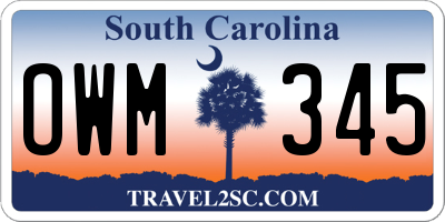 SC license plate OWM345