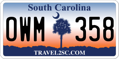 SC license plate OWM358