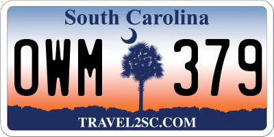 SC license plate OWM379